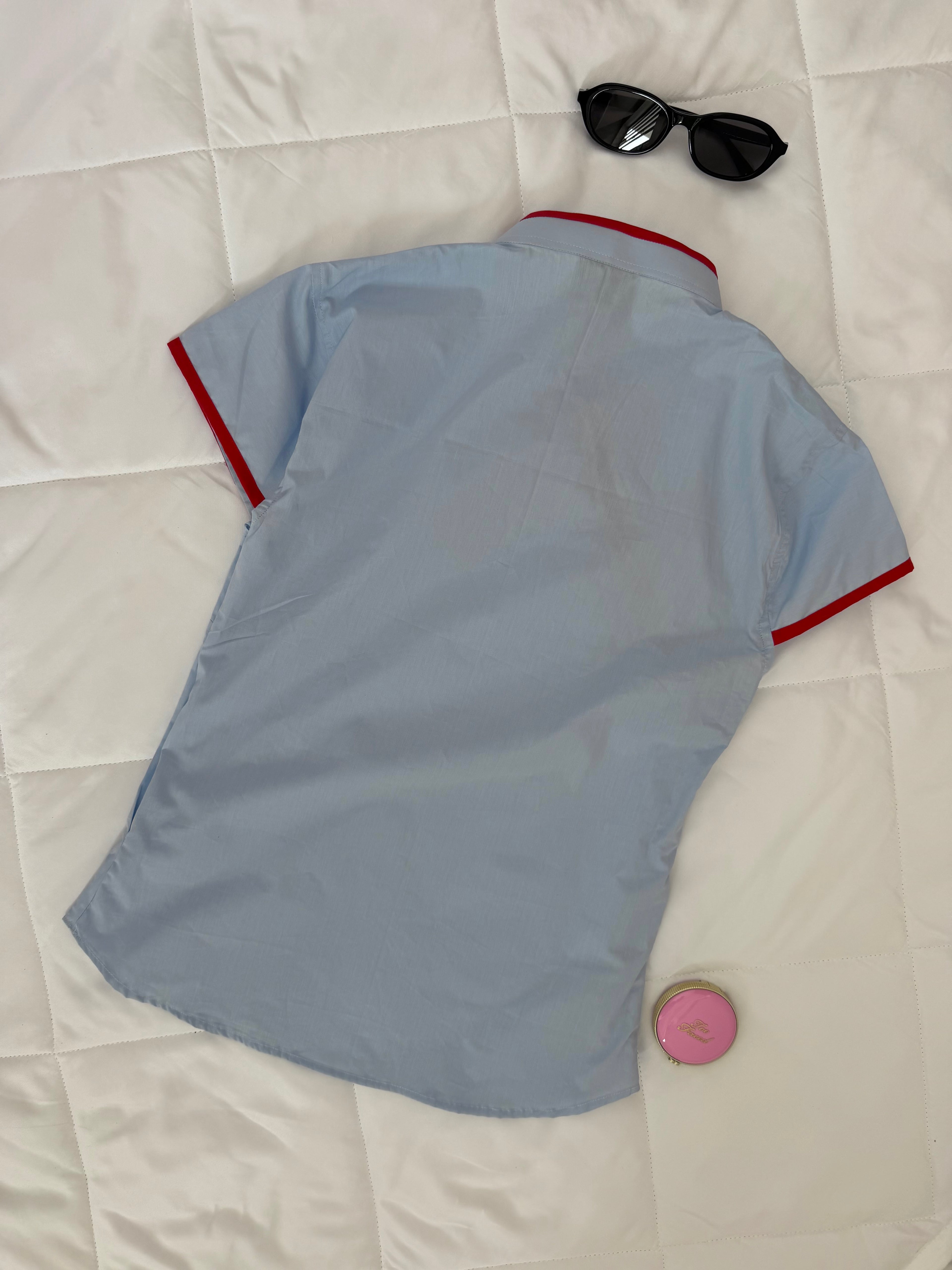 Red Thread Top-Blue