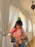 Red Thread Top-Peach