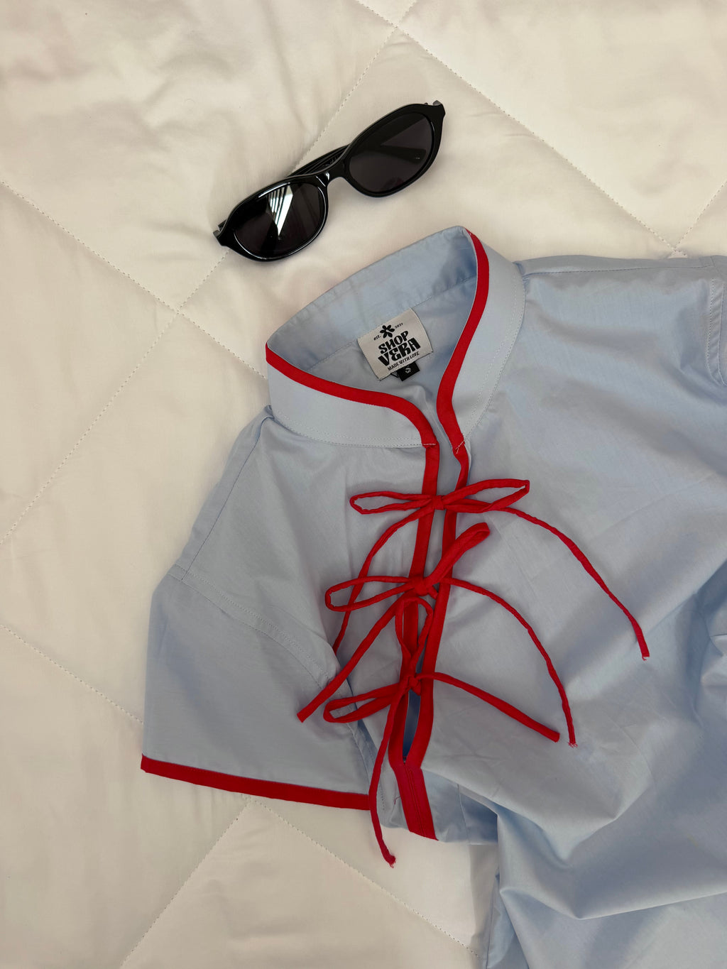 Red Thread Top-Blue
