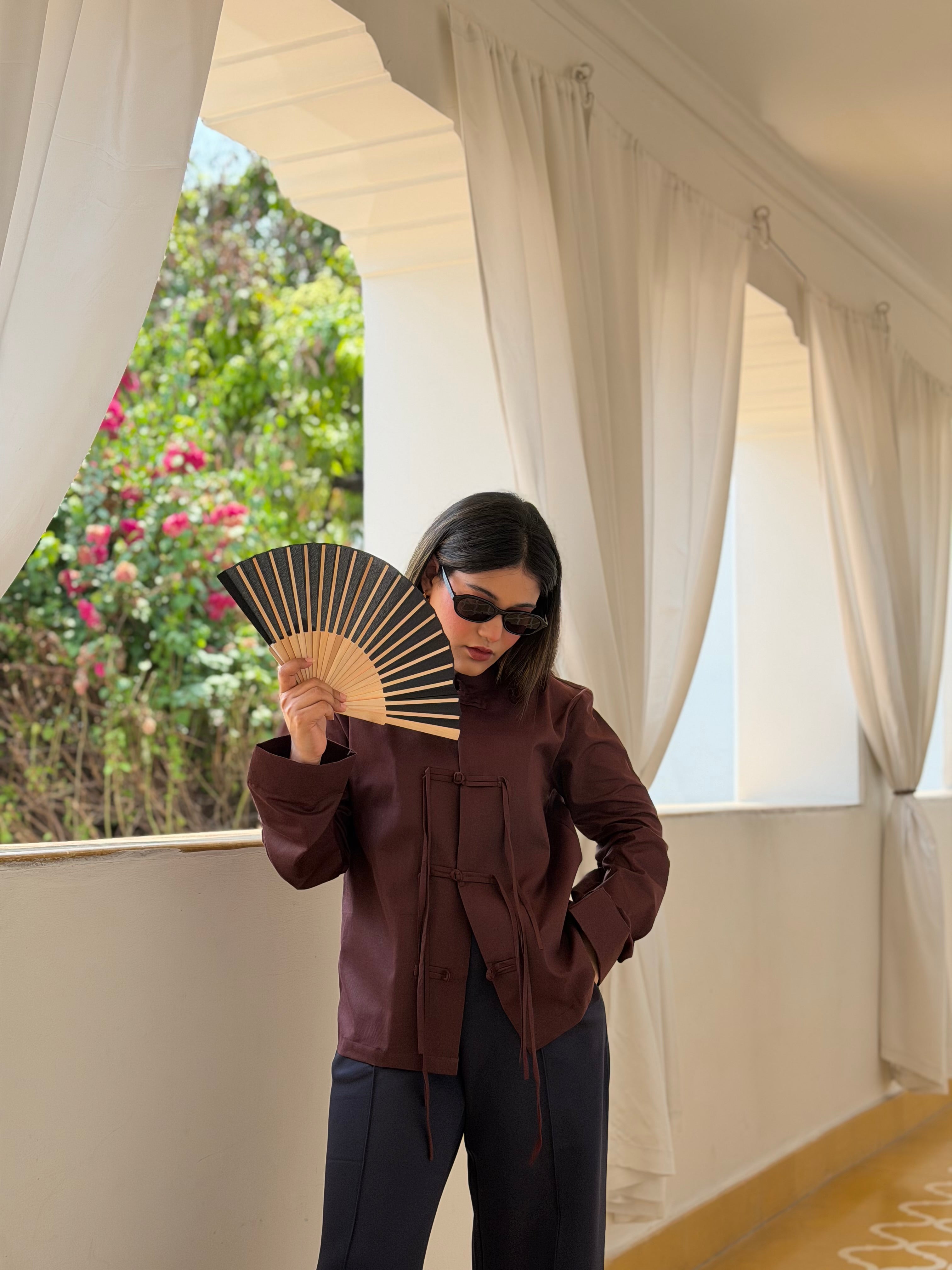 Qipao Shirt- Brown