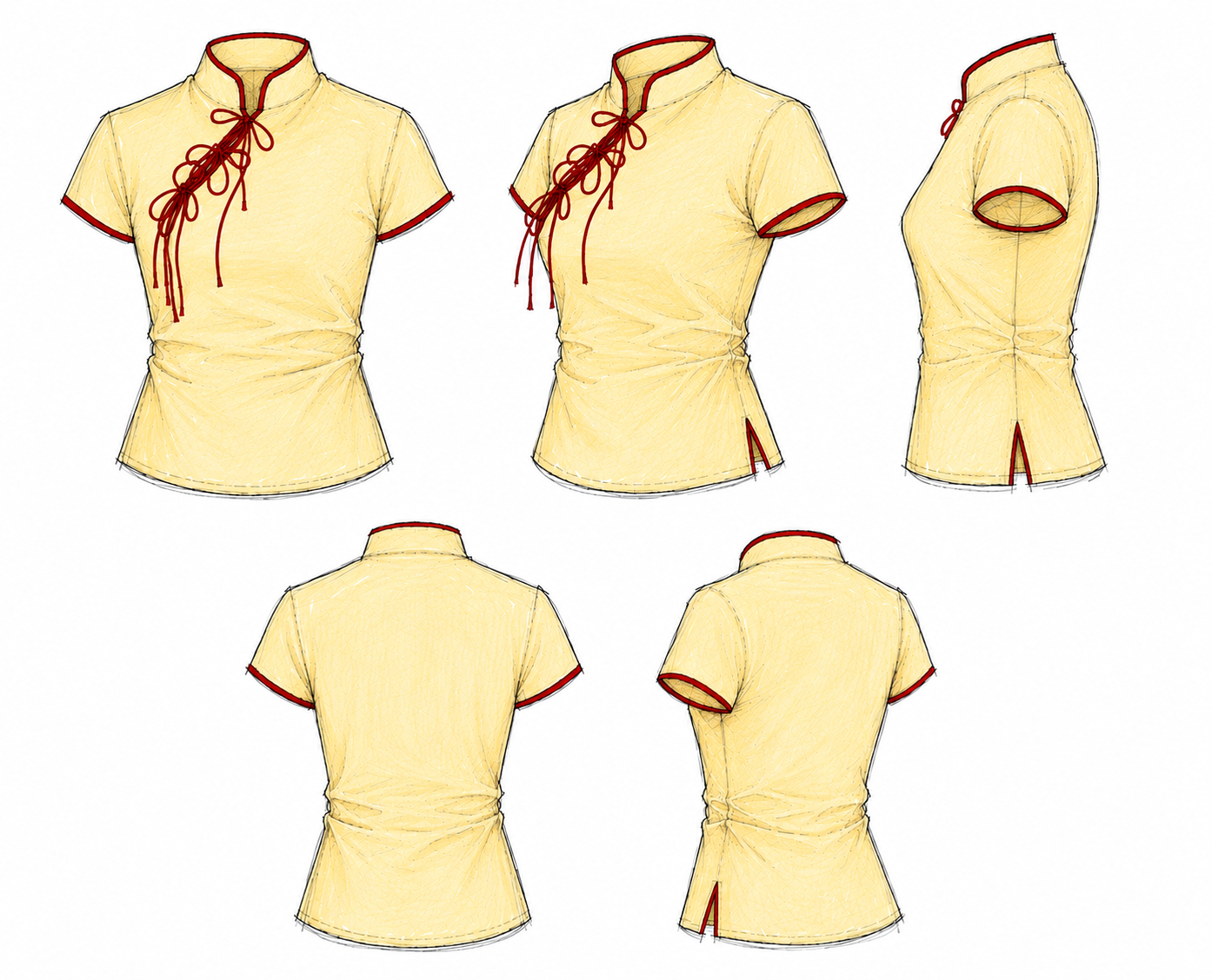 Red Thread Top-Butter Yellow