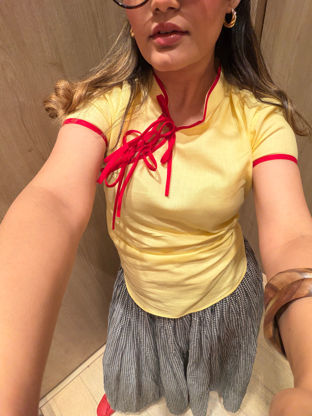 Red Thread Top-Butter Yellow