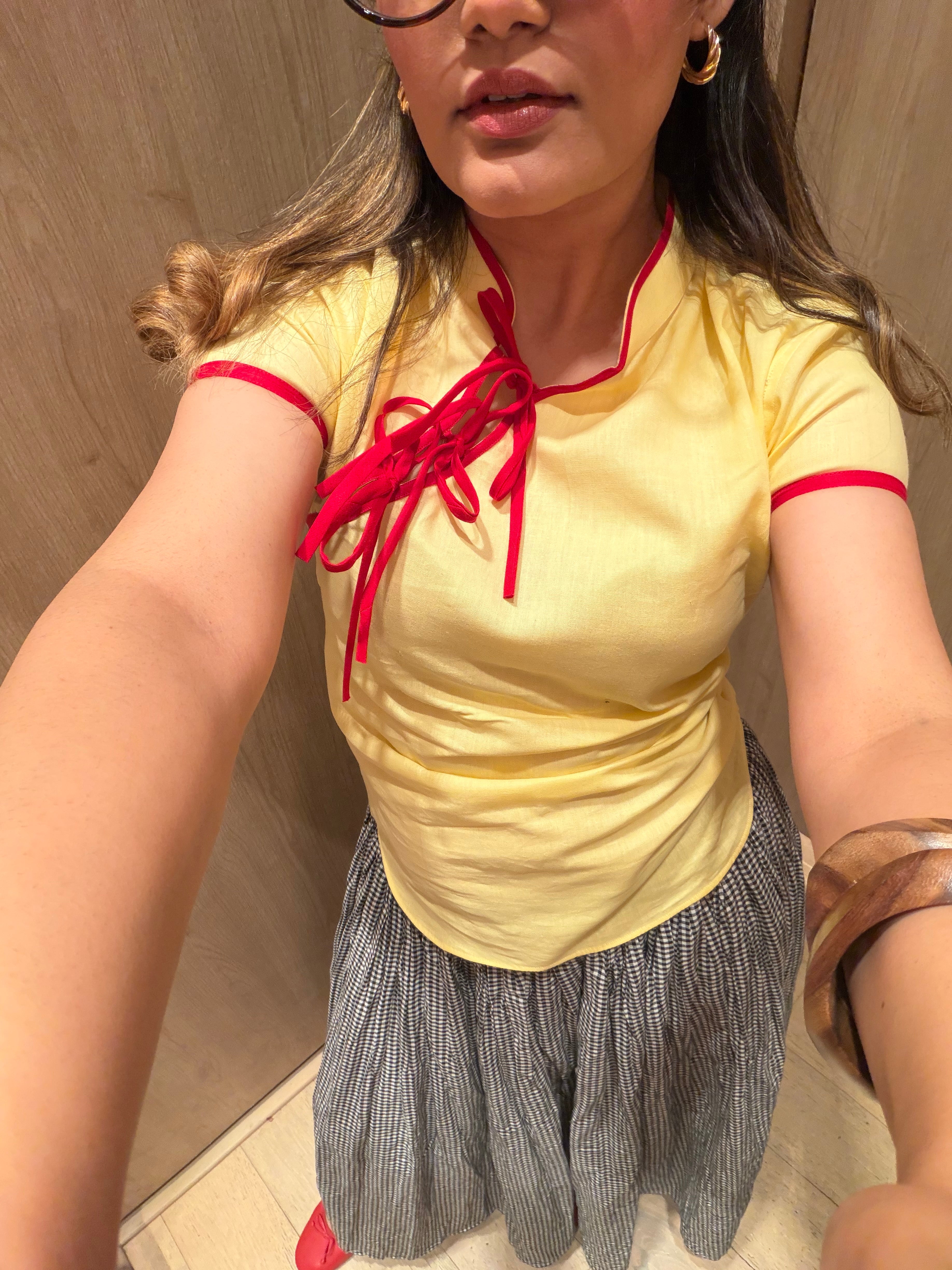 Red Thread Top-Butter Yellow